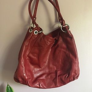 Large red Italian leather purse